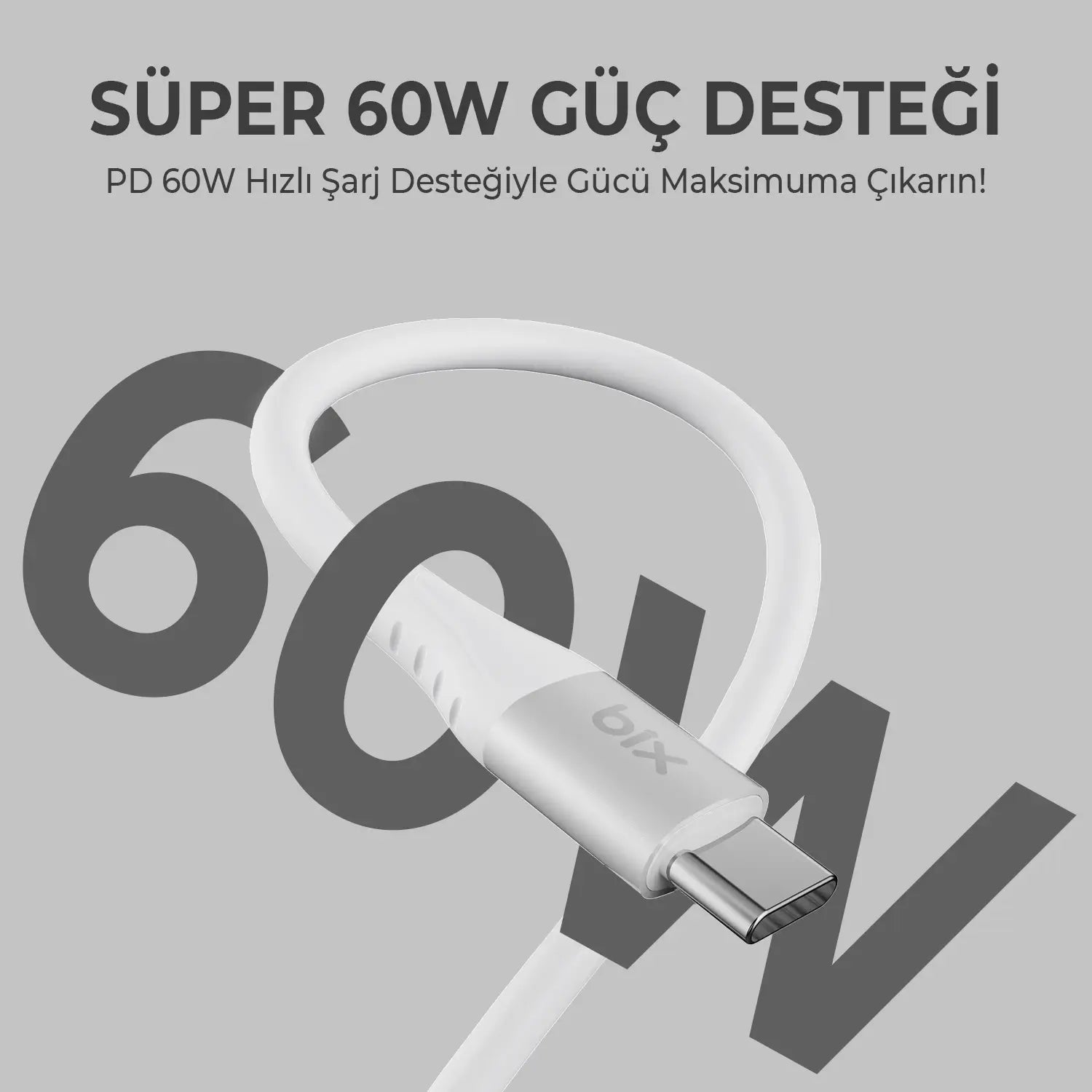 BİX TYP-C PD KABLO ULTRA SOFT 60W 120CM SİLİKON KABLO